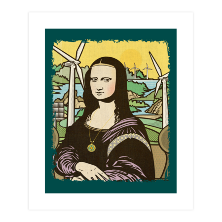 Green Mona Lisa by PalmStreetGallery