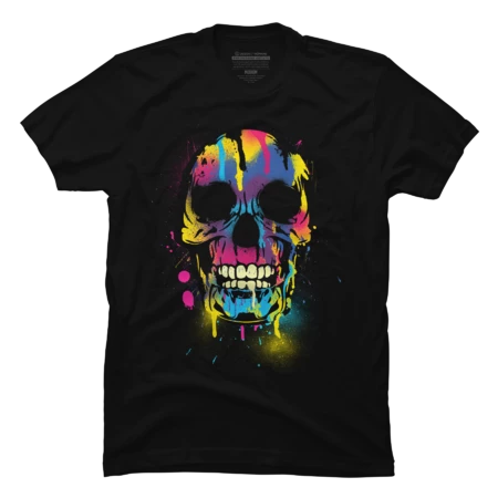 Skull with Colorful Drips And Paint Splatters
