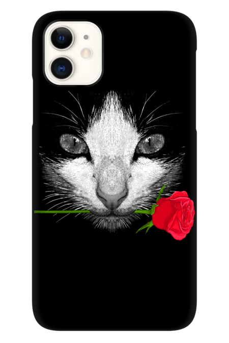 Black Cat with Rose