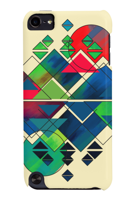 Painted modern abstract geometric colored triangles and squares by happycolours