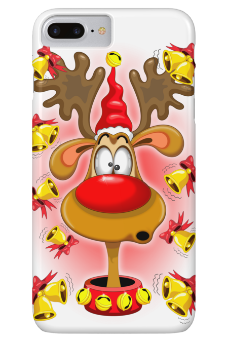 Reindeer Fun Christmas Cartoon with Bells by BluedarkArt