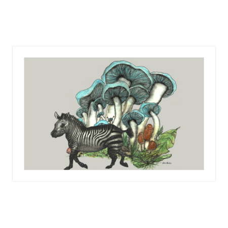 Zebra and Blue Mushroom by FelisSimha