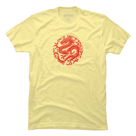 Traditional Red Chinese Dragon Circle