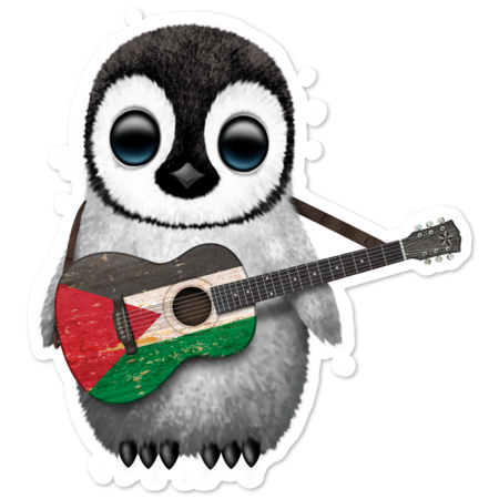 Baby Penguin Playing Palestinian Flag Guitar by jeffbartels