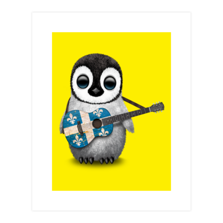 Baby Penguin Playing Quebec Flag Guitar by jeffbartels