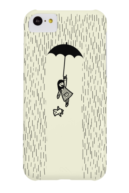 Fly away little umbrella girl illustration by happycolours