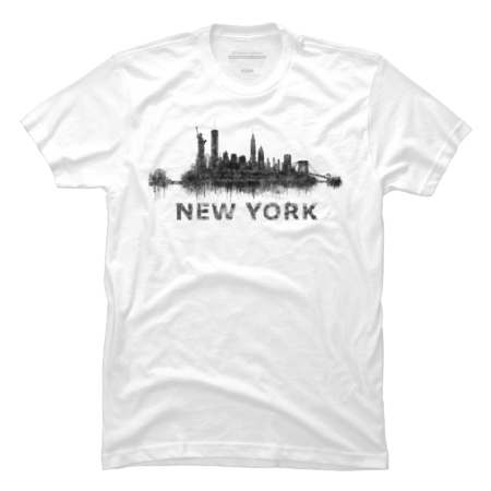 NY New York City Skyline NYC Black-White Watercolor art