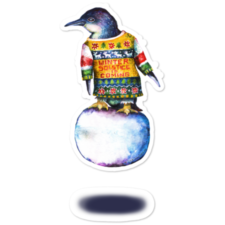 Hovering Penguin on Snowball - Winter Solstice Celebration