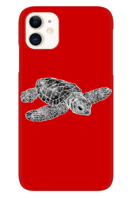 Watercolor Sea Turtle - Black And White
