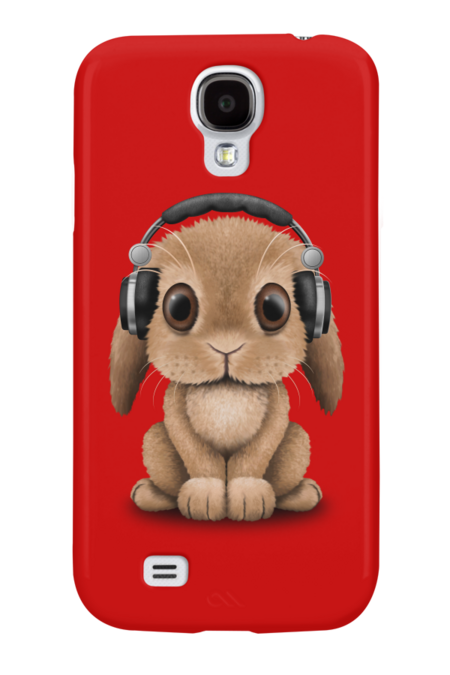 Cute Baby Bunny Dj Wearing Headphones by jeffbartels