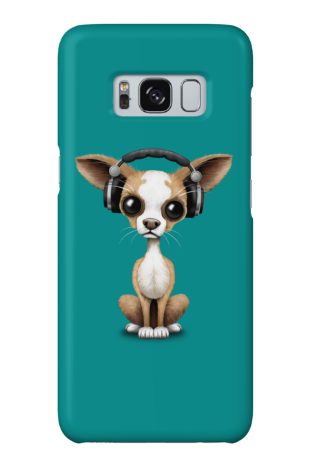 Cute Chihuahua Dj Puppy Dog Wearing Headphones by jeffbartels