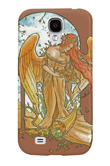 Angel of Autumn Mucha Inspired Art Nouveau Angels of the Seasons by angelasasser