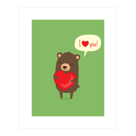 Cute cartoon bear holding heart by hyperactive