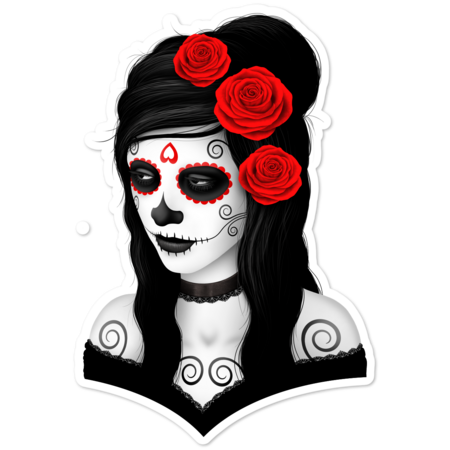 Day of the Dead Girl with Red Roses by jeffbartels