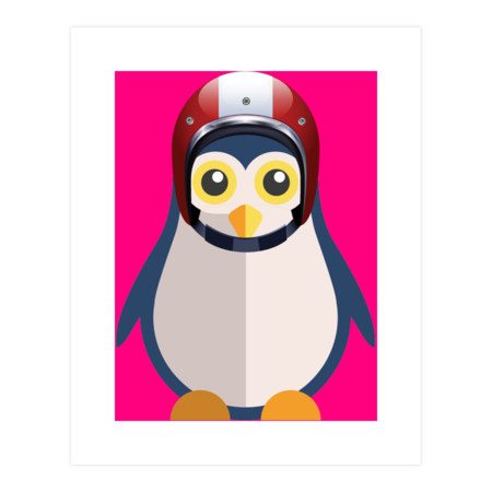 Cute Penguin with Racing Helmet