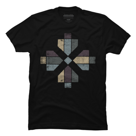Geometric Distressed Western Cross with Earth Tones