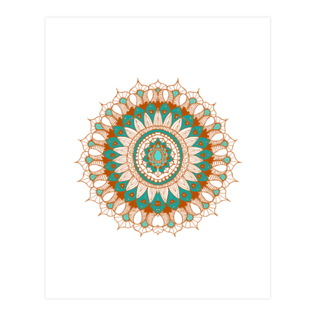 Hand-Drawn Bohemian Mandala Turquoise &amp; Rust by laurabethlove