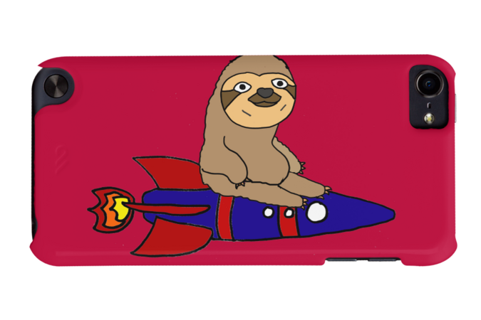 Funny Sloth Riding Rocketship Cartoon by SmileToday