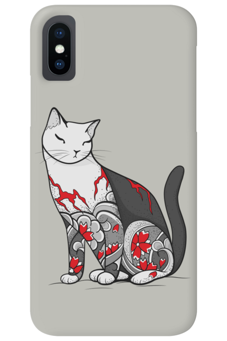 Cat in Cherry Blossom Tattoo by runcatrun