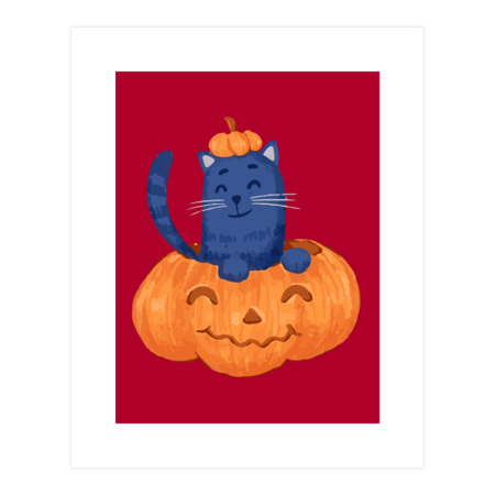 Halloween Cat In A Pumpkin by wubbadub