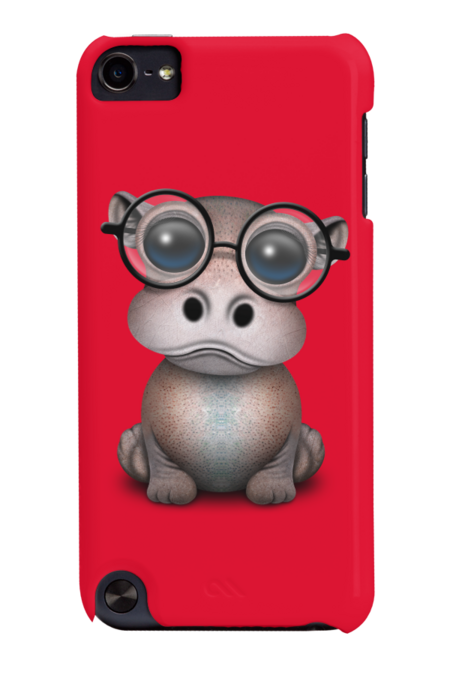 Cute Nerdy Baby Hippo Wearing Glasses by jeffbartels