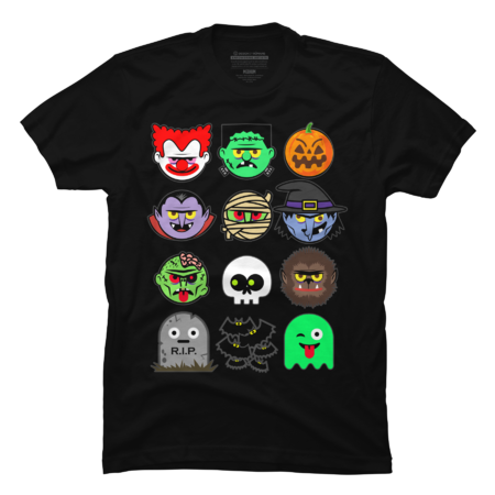 MONSTER FACES Halloween Emoji Shirt Skeleton Dracula Costume by vomaria