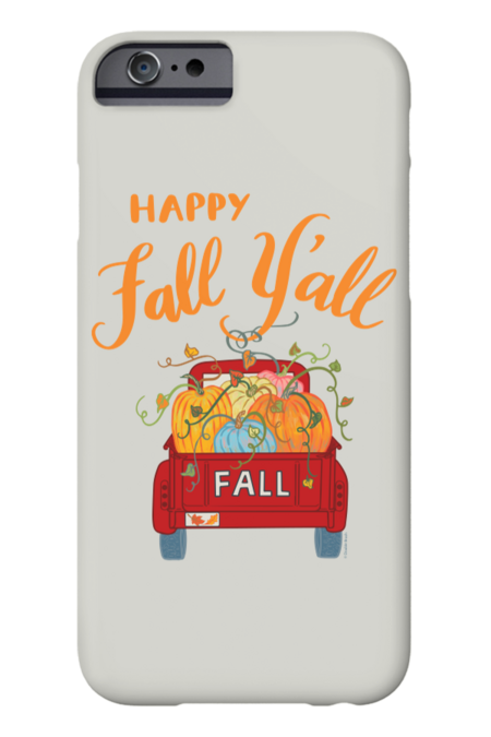 Happy Fall Y'all Pumpkin Harvest Vintage Red Truck by DoubleBrush