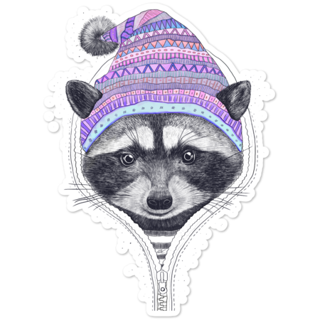 Winter raccoon by kodamorkovkart