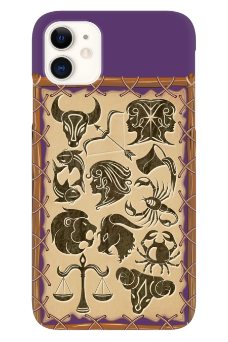 Zodiac Signs on Native Tribal Leather Frame