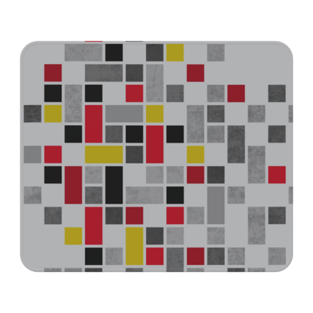 Red, yellow, grey, black abstract squares