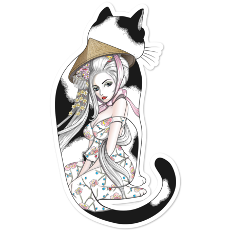 Geisha Cat Tattoo by runcatrun