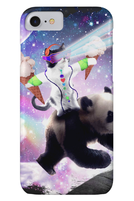 Lazer Rave Space Cat Riding Panda Eating Ice Cream by SkylerJHill