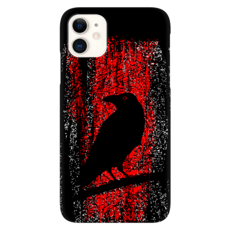 Gothic Raven In Moonlight Forest Red Fire by ChilliDesign
