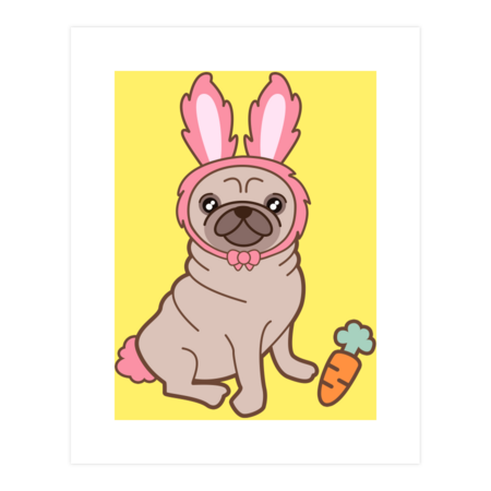 Pug dog in a rabbit costume
