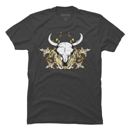 Bull Skull With Crest and Engraved Floral Details by ddtk