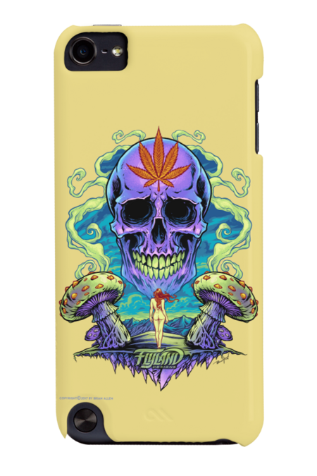 Purple Cannabis Skull with Mushrooms by flylanddesigns