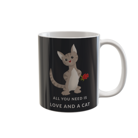 All You Need Is Love and a Cat T-Shirt, Cute Cat with a Rose by iancuart
