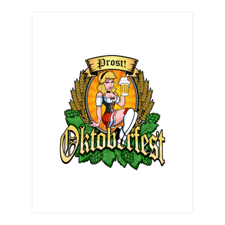 Prost Oktoberfest German Pin Up Girl Beer Label